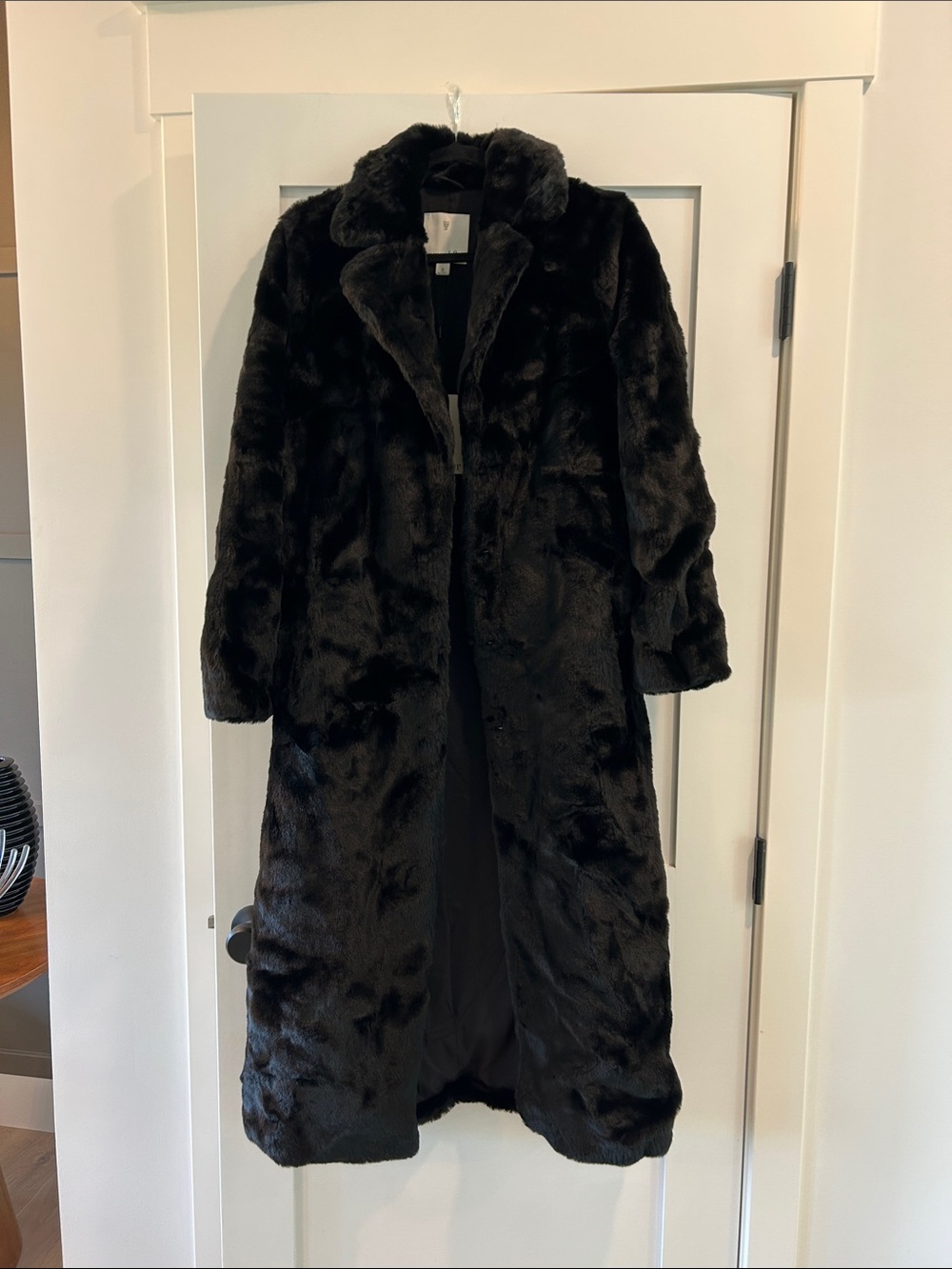 Unreal Fur Black Faux Fur Long Coat